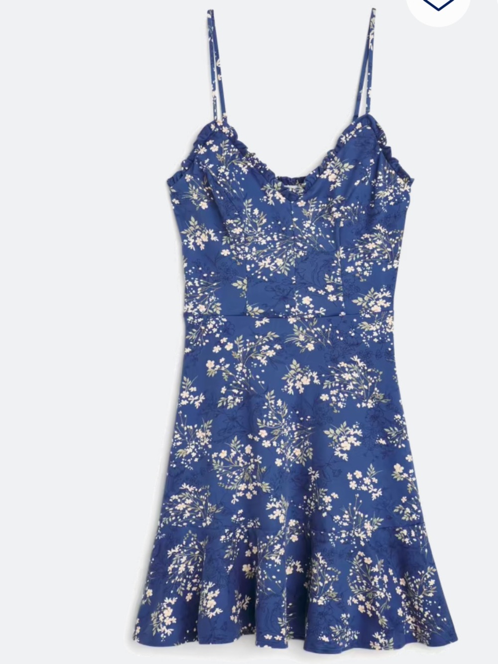 nine britton Denim Blue Floral Spaghetti Strap Knit Mini Dress-Small